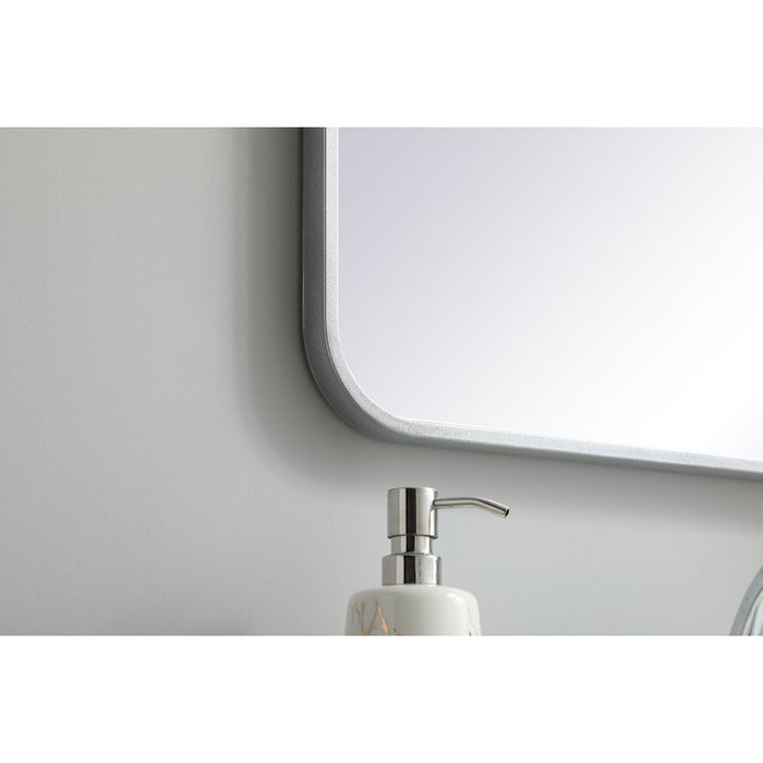 Elegant Decor Evermore Soft Corner Rectangular Mirror 20X36", Silver