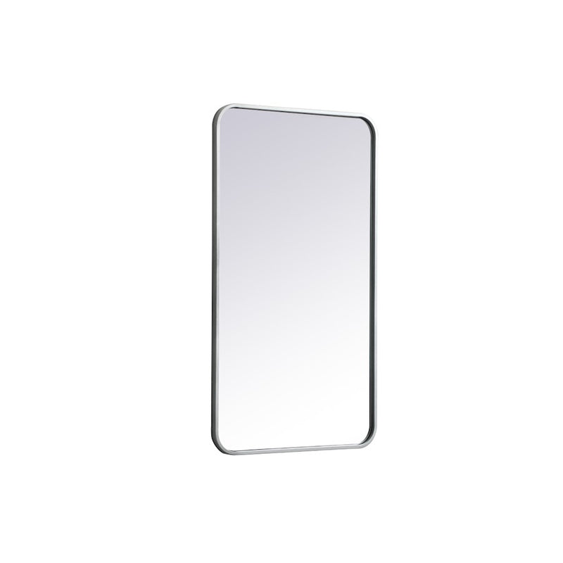 Elegant Decor Evermore Soft Corner Rectangular Mirror 20X36", Silver