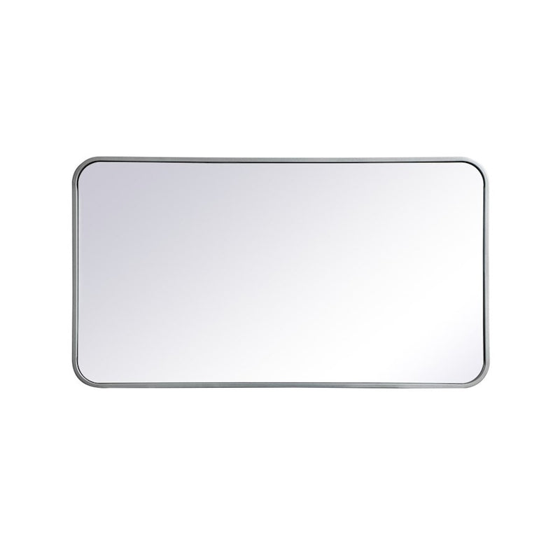 Elegant Decor Evermore Soft Corner Rectangular Mirror 20X36", Silver