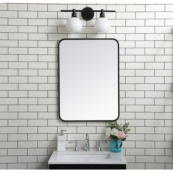 Elegant Decor Evermore Soft Corner Rectangular Mirror 22X30", Black