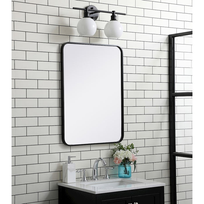 Elegant Decor Evermore Soft Corner Rectangular Mirror 22X30", Black
