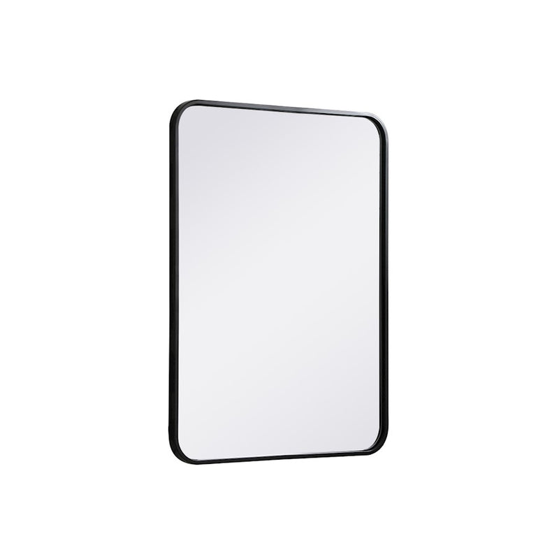 Elegant Decor Evermore Soft Corner Rectangular Mirror 22X30", Black