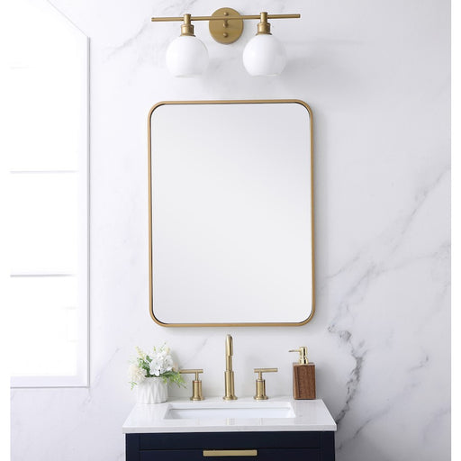 Elegant Decor Evermore Soft Corner Rectangular Mirror 22X30", Brass