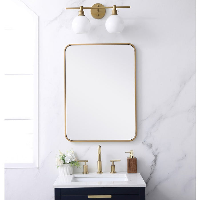 Elegant Decor Evermore Soft Corner Rectangular Mirror 22X30", Brass