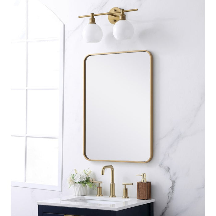 Elegant Decor Evermore Soft Corner Rectangular Mirror 22X30", Brass