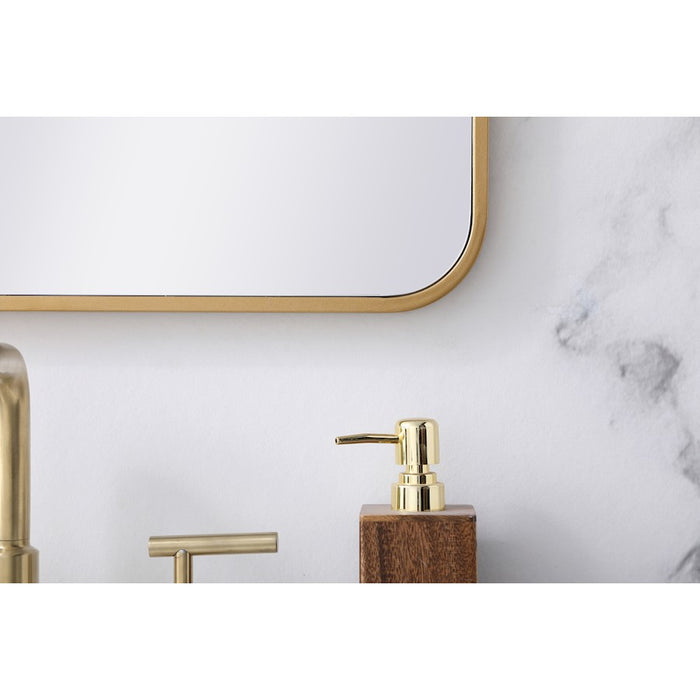 Elegant Decor Evermore Soft Corner Rectangular Mirror 22X30", Brass