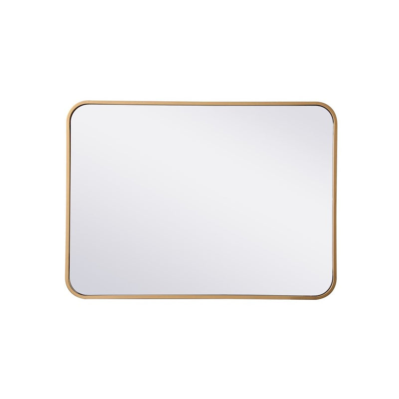 Elegant Decor Evermore Soft Corner Rectangular Mirror 22X30", Brass