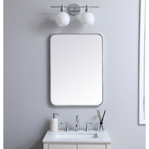 Elegant Decor Evermore Soft Corner Rectangular Mirror 22X30", Silver