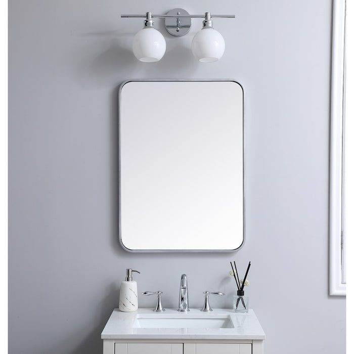 Elegant Decor Evermore Soft Corner Rectangular Mirror 22X30", Silver