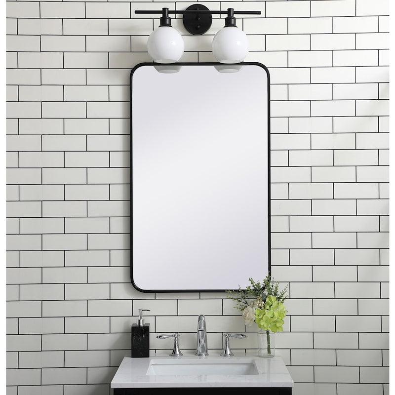 Elegant Decor Evermore Soft Corner Rectangular Mirror 22X36", Black