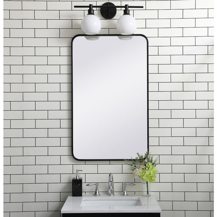 Elegant Decor Evermore Soft Corner Rectangular Mirror 22X36", Black