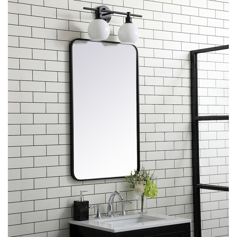 Elegant Decor Evermore Soft Corner Rectangular Mirror 22X36", Black