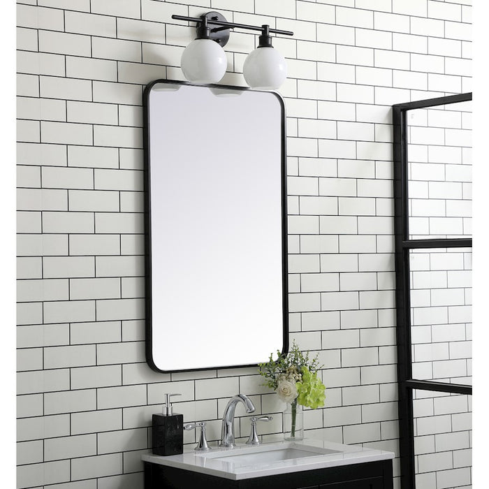Elegant Decor Evermore Soft Corner Rectangular Mirror 22X36", Black