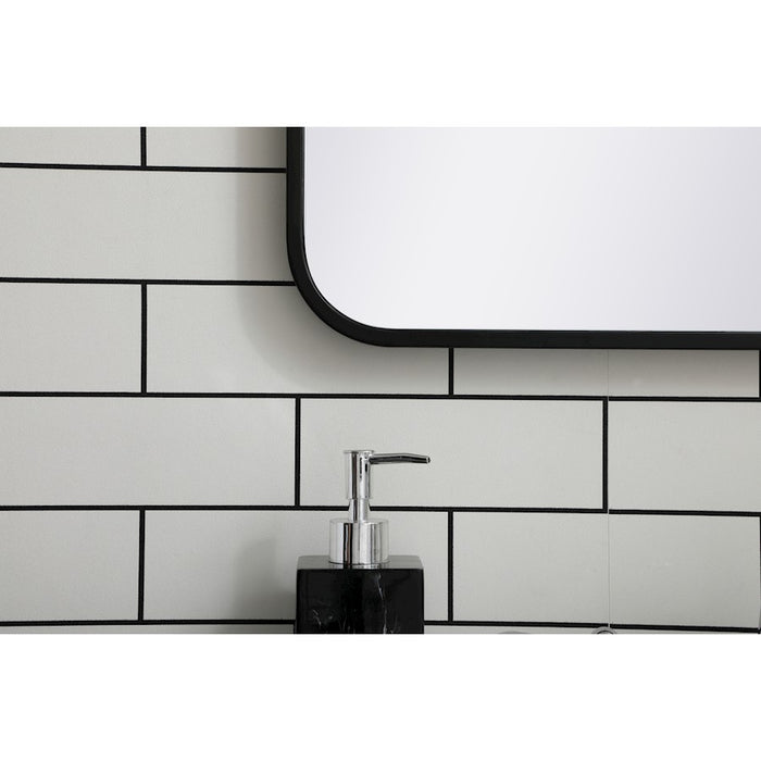 Elegant Decor Evermore Soft Corner Rectangular Mirror 22X36", Black