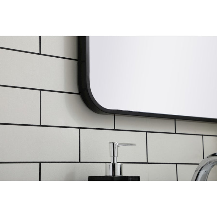 Elegant Decor Evermore Soft Corner Rectangular Mirror 22X36", Black