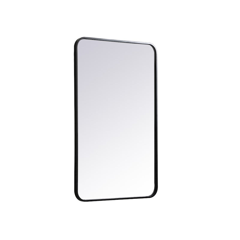 Elegant Decor Evermore Soft Corner Rectangular Mirror 22X36", Black