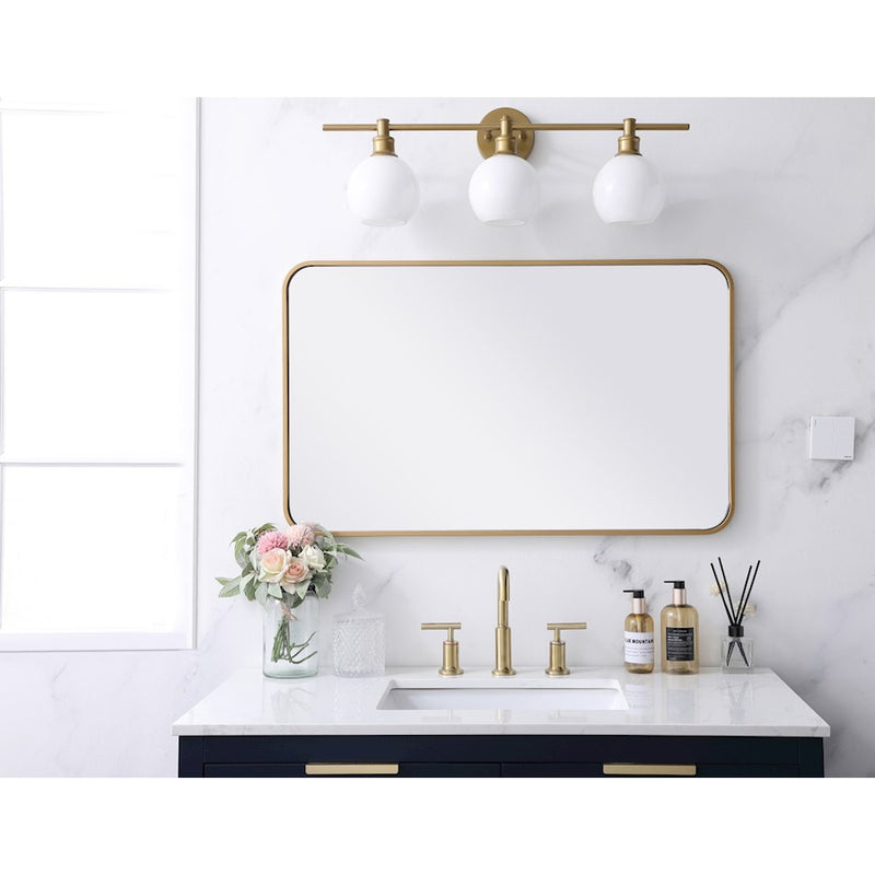 Elegant Decor Evermore Soft Corner Rectangular Mirror 22X36", Brass