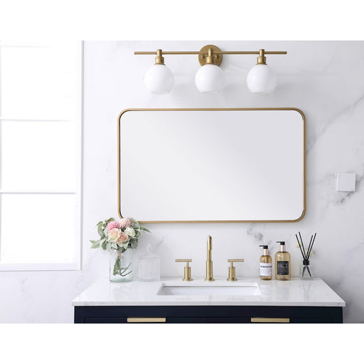 Elegant Decor Evermore Soft Corner Rectangular Mirror 22X36", Brass