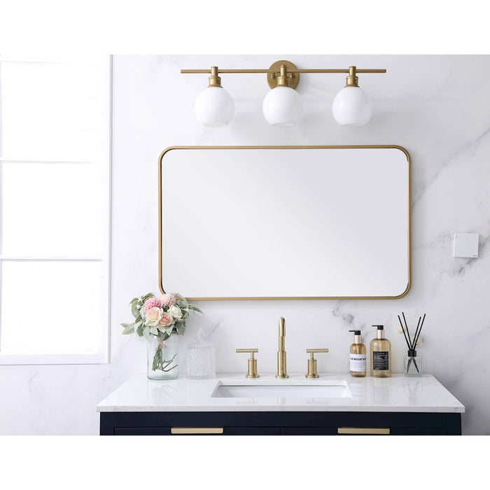 Elegant Decor Evermore Soft Corner Rectangular Mirror 22X36", Brass