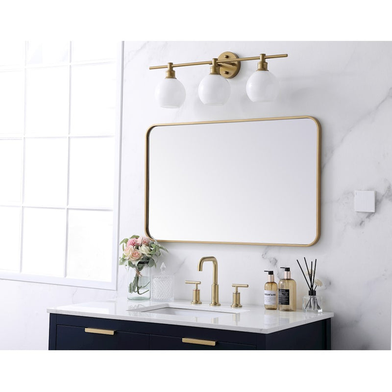 Elegant Decor Evermore Soft Corner Rectangular Mirror 22X36", Brass