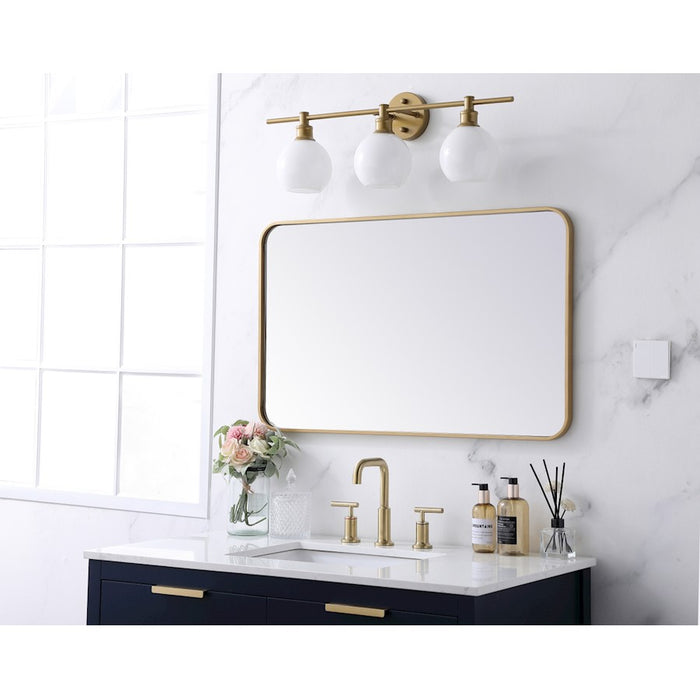 Elegant Decor Evermore Soft Corner Rectangular Mirror 22X36", Brass
