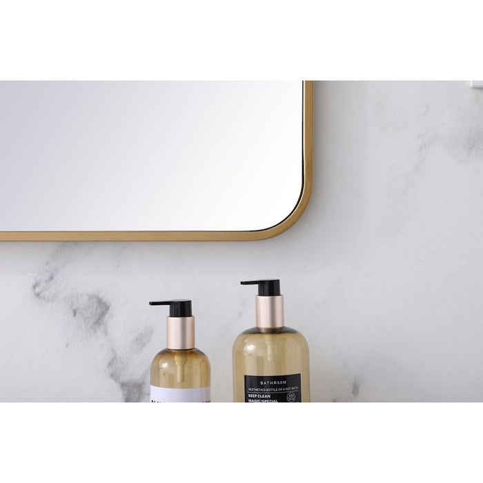 Elegant Decor Evermore Soft Corner Rectangular Mirror 22X36", Brass