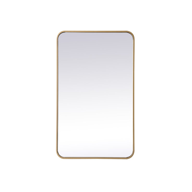 Elegant Decor Evermore Soft Corner Rectangular Mirror 22X36", Brass