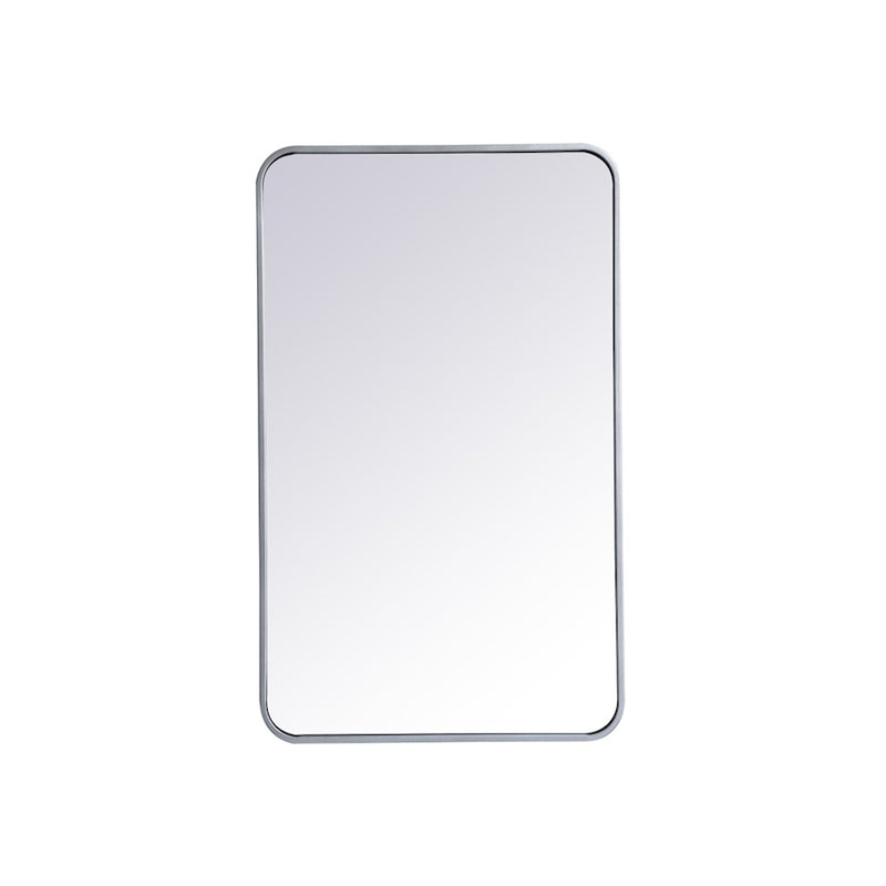 Elegant Decor Evermore Soft Corner Rectangular Mirror 22X36", Silver