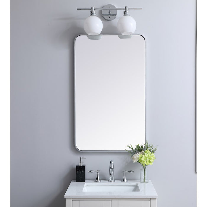 Elegant Decor Evermore Soft Corner Rectangular Mirror 22X36", Silver