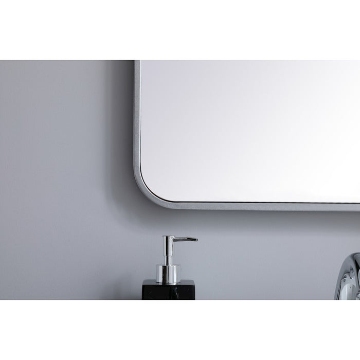 Elegant Decor Evermore Soft Corner Rectangular Mirror 22X36", Silver