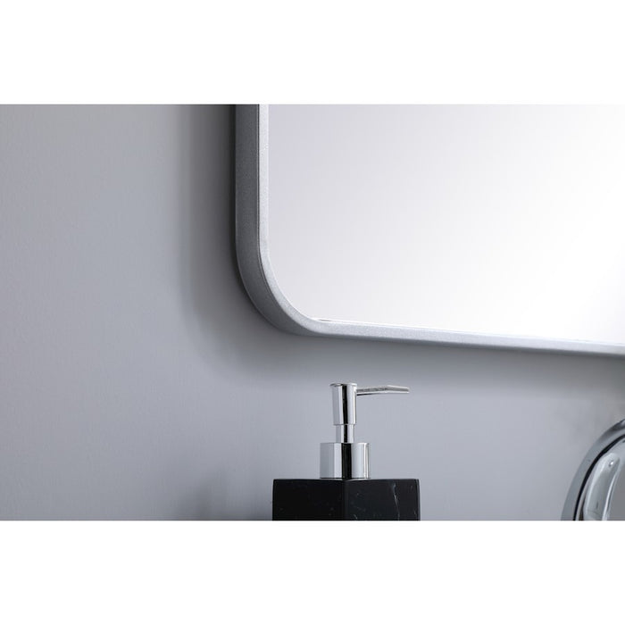 Elegant Decor Evermore Soft Corner Rectangular Mirror 22X36", Silver