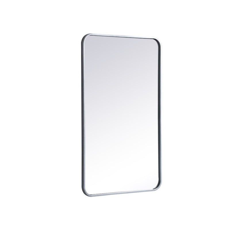 Elegant Decor Evermore Soft Corner Rectangular Mirror 22X36", Silver