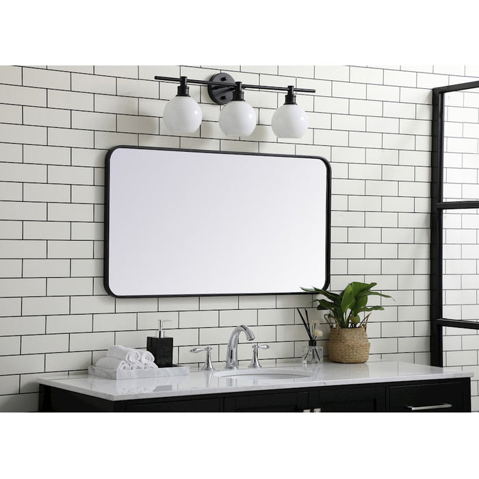 Elegant Decor Evermore Soft Corner Rectangular Mirror 22X40", Black