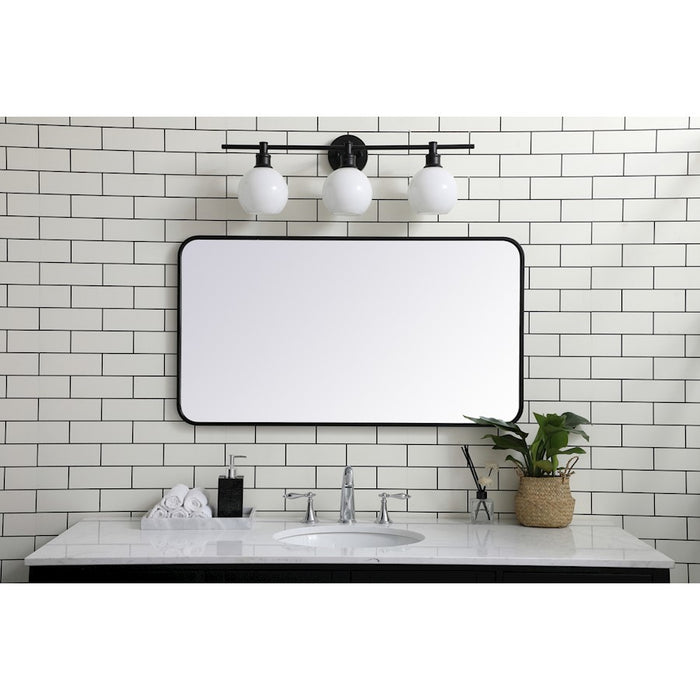 Elegant Decor Evermore Soft Corner Rectangular Mirror 22X40", Black