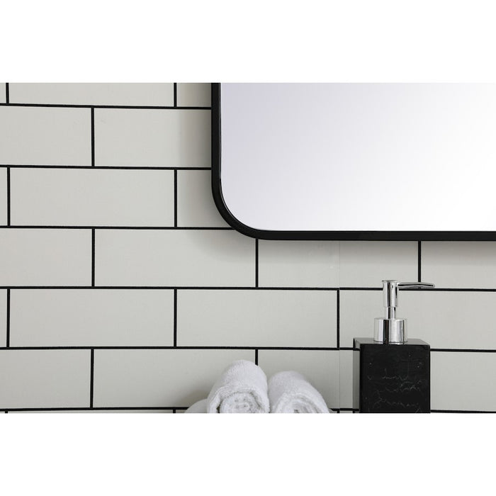 Elegant Decor Evermore Soft Corner Rectangular Mirror 22X40", Black