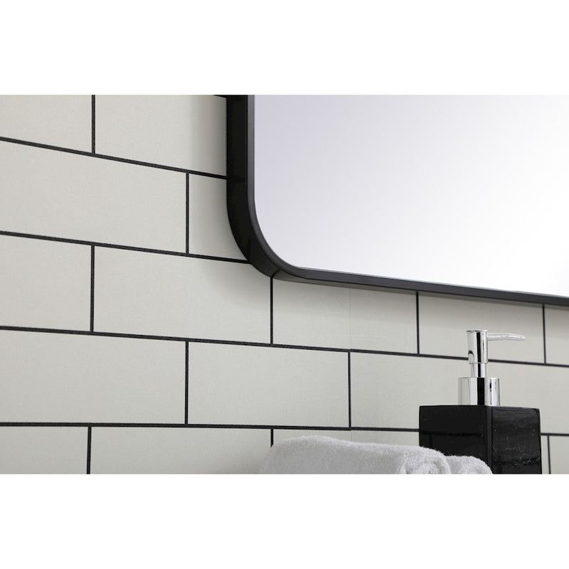Elegant Decor Evermore Soft Corner Rectangular Mirror 22X40", Black