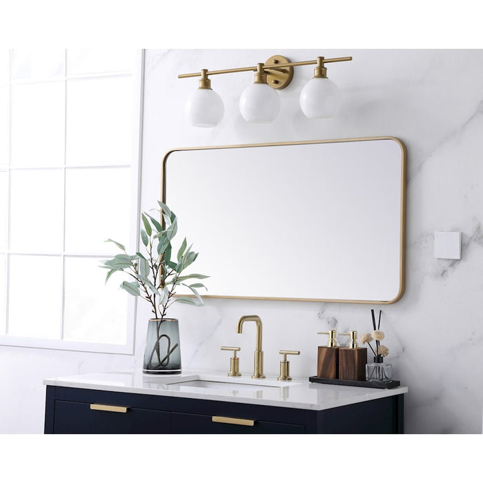 Elegant Decor Evermore Soft Corner Rectangular Mirror 22X40", Brass
