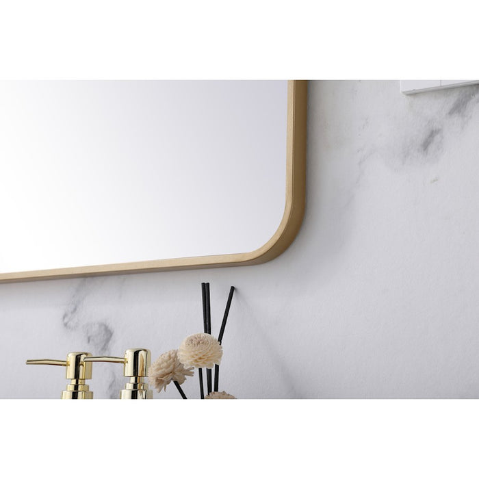 Elegant Decor Evermore Soft Corner Rectangular Mirror 22X40", Brass