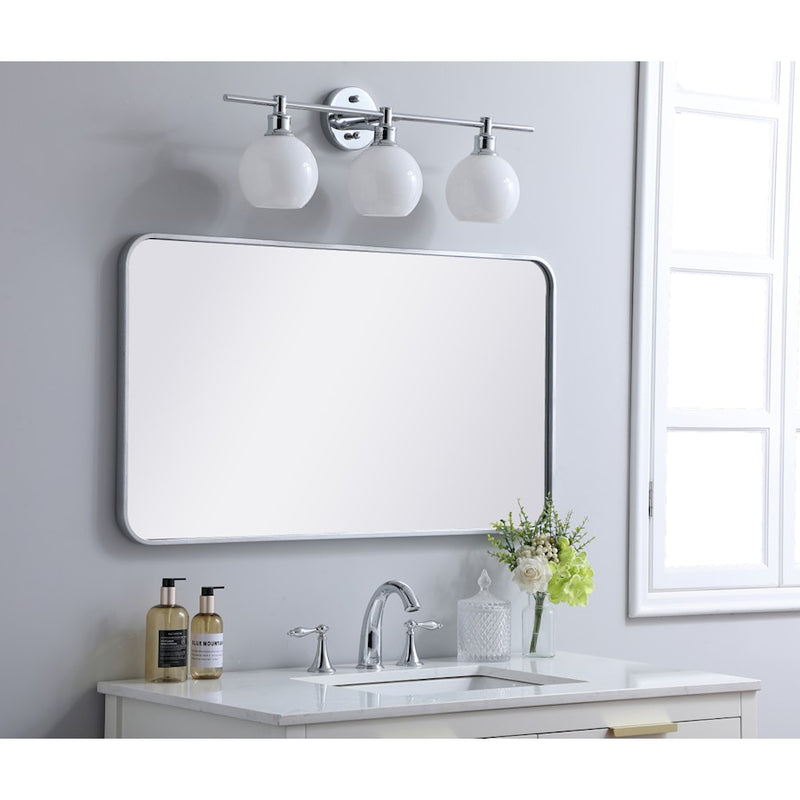 Elegant Decor Evermore Soft Corner Rectangular Mirror 22X40", Silver