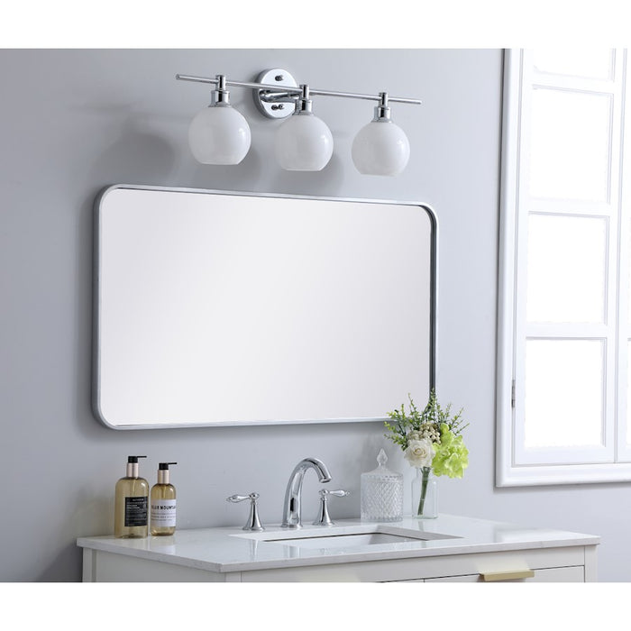 Elegant Decor Evermore Soft Corner Rectangular Mirror 22X40", Silver