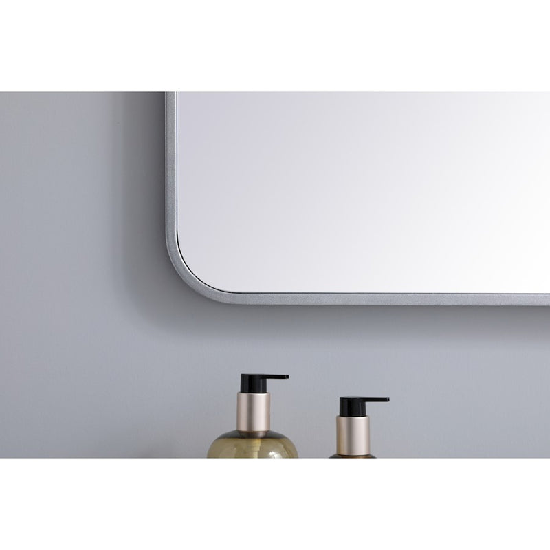 Elegant Decor Evermore Soft Corner Rectangular Mirror 22X40", Silver