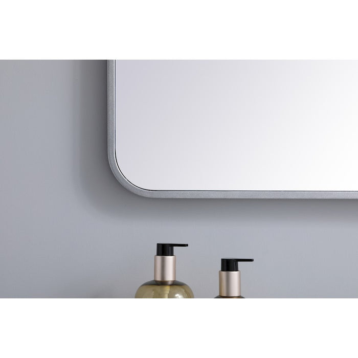 Elegant Decor Evermore Soft Corner Rectangular Mirror 22X40", Silver