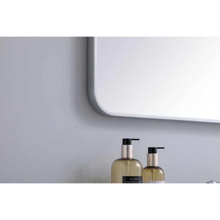 Elegant Decor Evermore Soft Corner Rectangular Mirror 22X40", Silver