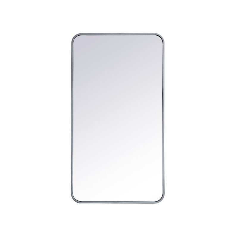 Elegant Decor Evermore Soft Corner Rectangular Mirror 22X40", Silver