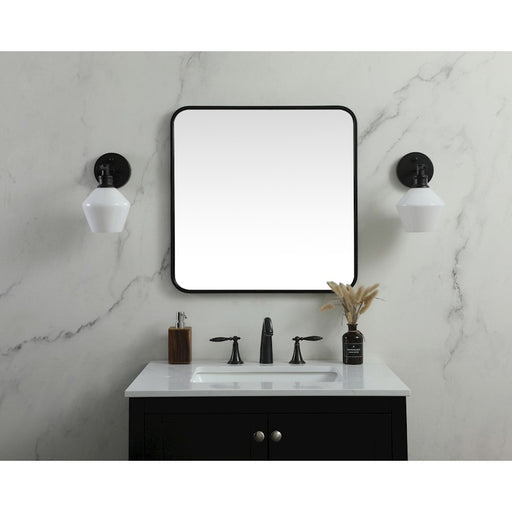 Elegant Decor Evermore Soft Corner Square Mirror 24X24", Black