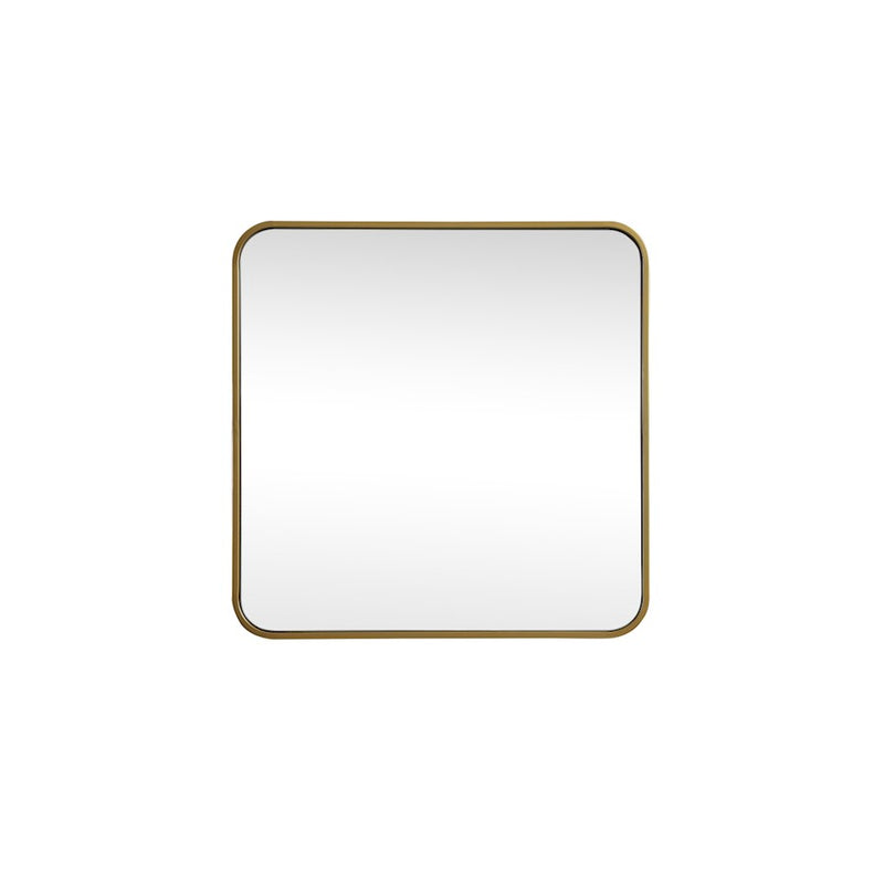 Elegant Decor Evermore Soft Corner Square Mirror 24X24", Brass