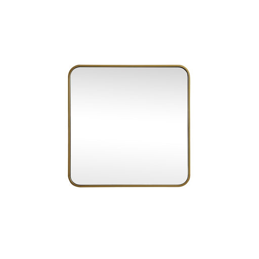 Elegant Decor Evermore Soft Corner Square Mirror 24X24", Brass