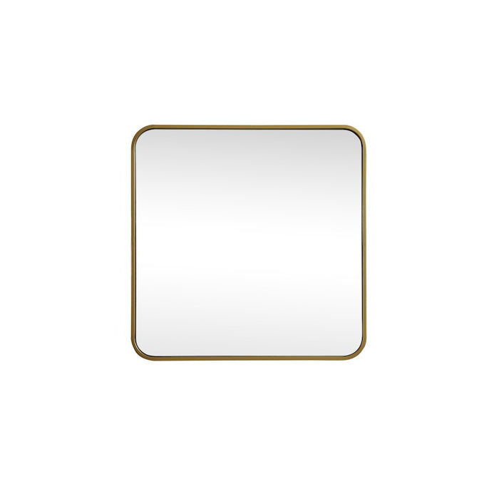 Elegant Decor Evermore Soft Corner Square Mirror 24X24", Brass