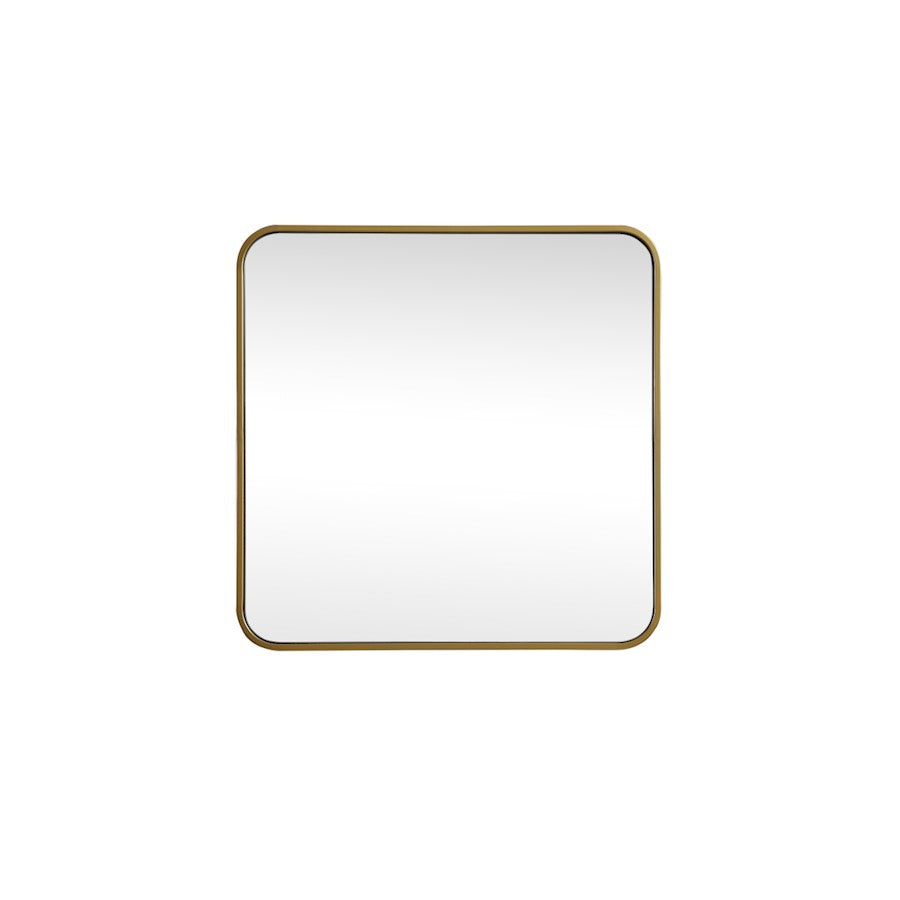 Elegant Decor Evermore Soft Corner Square Mirror 24X24", Brass