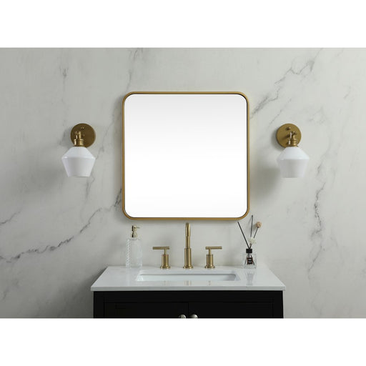 Elegant Decor Evermore Soft Corner Square Mirror 24X24", Brass